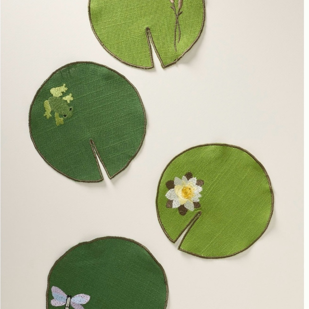 Anthropologie Lilypad floating cocktail napkins set of 4 - Picture 3 of 12